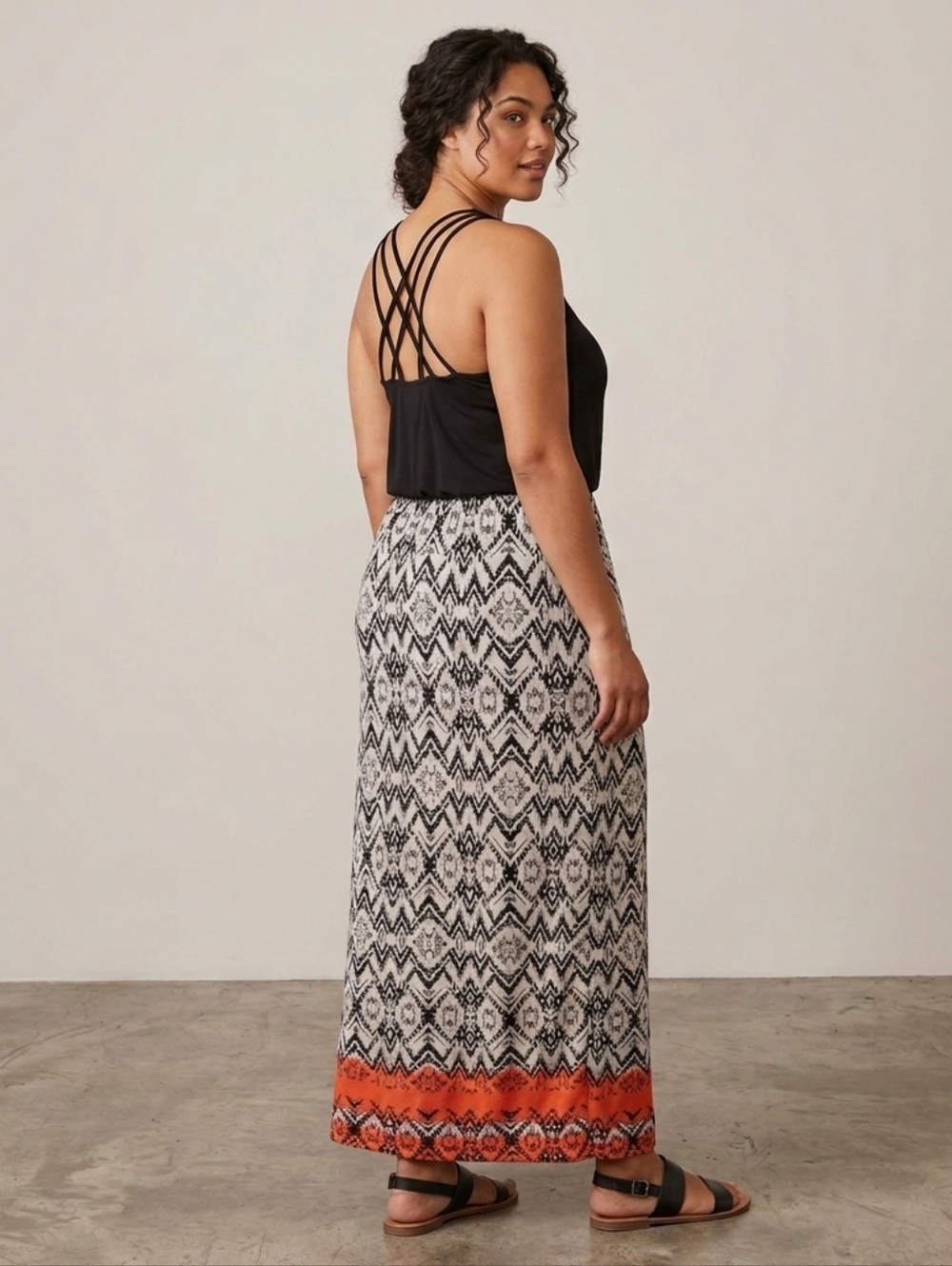 TRIXXI Three Pink Hearts Women's Maxi STRAPPY Dress Black Coral Sleeveless XL